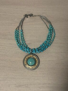 Turquoise Beaded Multi-Strand Statement Necklace - Women Jewelry